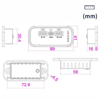 12/24V USB+Type-C Car, RV, Boat Mobile Phone Charger Modification(Silver 2.1A+1A+PD3.0) - DIY Modified Charger by buy2fix | Online Shopping UK | buy2fix