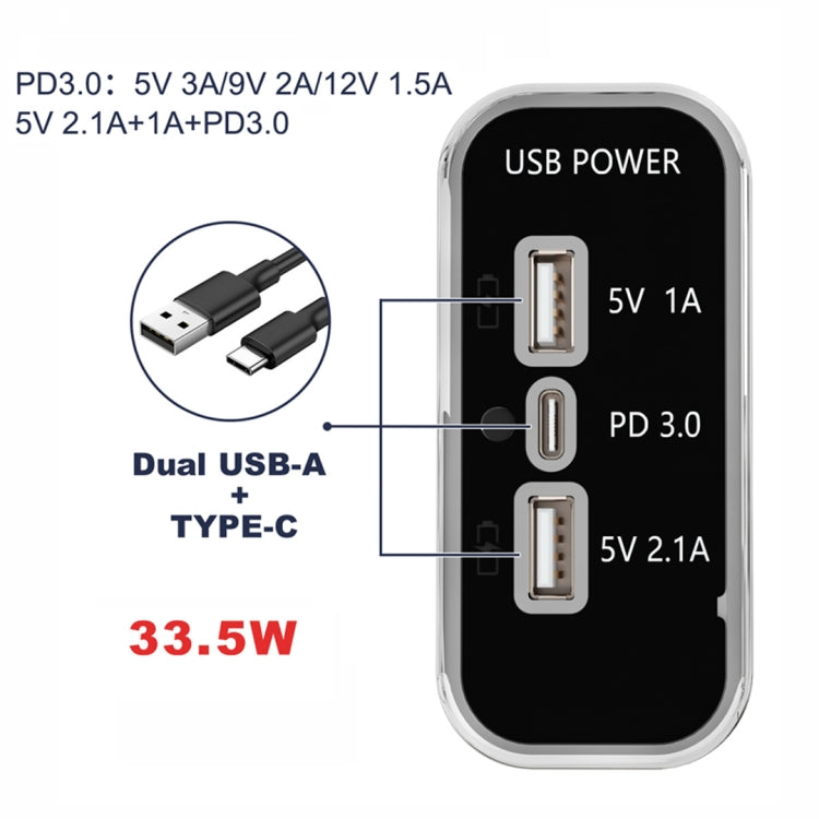 12/24V USB+Type-C Car, RV, Boat Mobile Phone Charger Modification(Silver 2.1A+1A+PD3.0) - DIY Modified Charger by buy2fix | Online Shopping UK | buy2fix