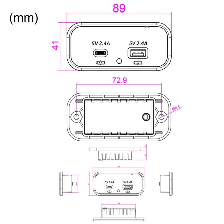 USB Dual-port Multi-function Fast Charging Car Modification Charger(UCC-316A AC4.8A) - DIY Modified Charger by buy2fix | Online Shopping UK | buy2fix