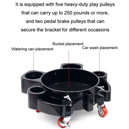 Multifunctional Cleaning Bucket Pulley Base Car Wash Mobile Stool(Black) - Car washing supplies by buy2fix | Online Shopping UK | buy2fix