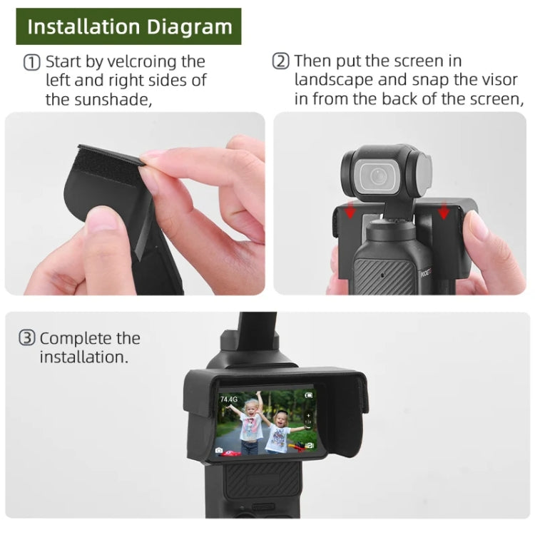 For DJI Osmo Pocket 3 BRDRC Sunshade Hood Light Weight Screen Shade(Black) - Other Accessories by BRDRC | Online Shopping UK | buy2fix