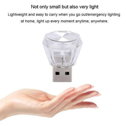 Car Diamond Model USB Ambient Light Charge-Free Plug And Play LED Decorative Lights(White Light) - Atmosphere lights by buy2fix | Online Shopping UK | buy2fix