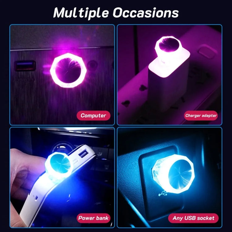 Car Diamond Model USB Ambient Light Charge-Free Plug And Play LED Decorative Lights(White Light) - Atmosphere lights by buy2fix | Online Shopping UK | buy2fix