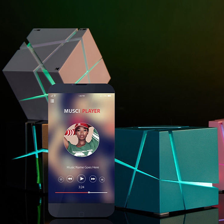 Qone Cube AI Smart Voice-Controlled Bluetooth Speaker RGB Light Mini Wireless Audio, Color: Blue - Mini Speaker by buy2fix | Online Shopping UK | buy2fix