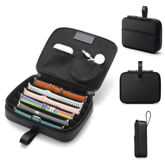 PU Leather Watch Strap Organizer Box For Apple Watch Band  Travel Storage Case(Black) - Others by buy2fix | Online Shopping UK | buy2fix