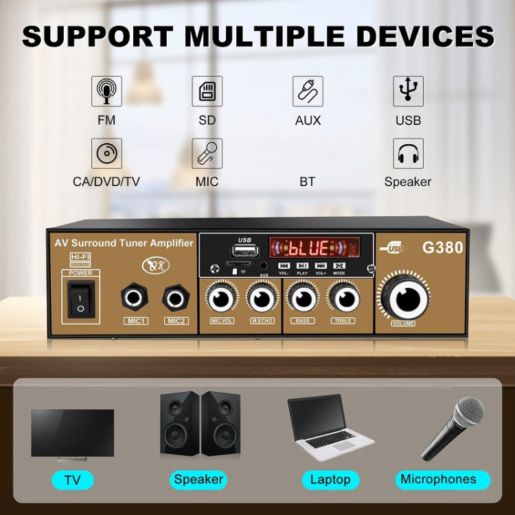 Car High-power Bluetooth Plug-in Card Digital Smart Amplifier(US Plug) - Car Amplifiers by buy2fix | Online Shopping UK | buy2fix