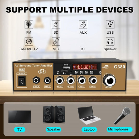Car High-power Bluetooth Plug-in Card Digital Smart Amplifier(US Plug) - Car Amplifiers by buy2fix | Online Shopping UK | buy2fix