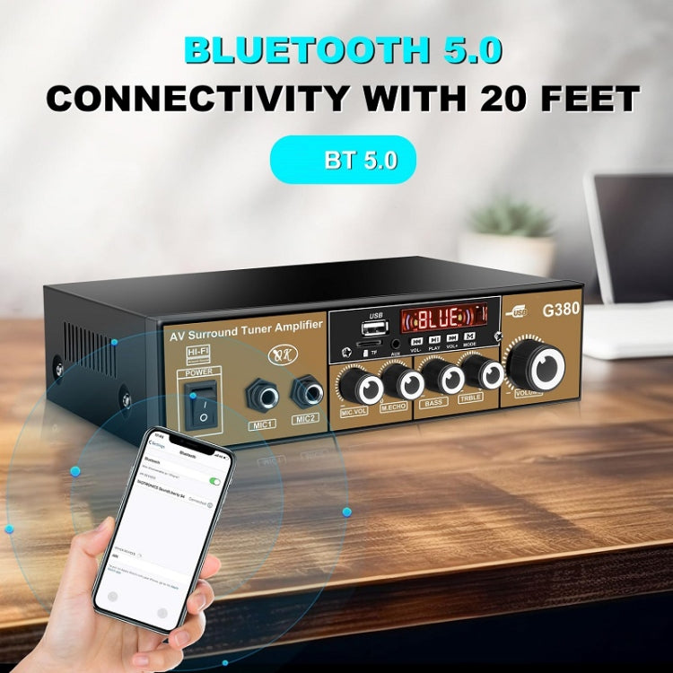 Car High-power Bluetooth Plug-in Card Digital Smart Amplifier(US Plug) - Car Amplifiers by buy2fix | Online Shopping UK | buy2fix