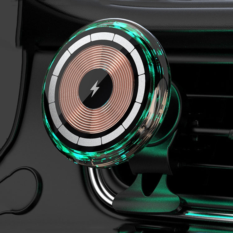 For iPhone Magsafe Magnetic Car Wireless Charger Phone Holder Light Emitting Wireless Charger, Style: Ice Blue Breathe Light by buy2fix