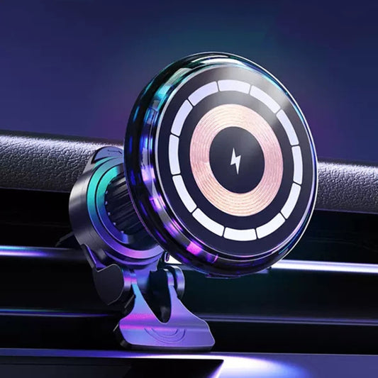 For iPhone Magsafe Magnetic Car Wireless Charger Phone Holder Light Emitting Wireless Charger, Style:  Pickup RGB Light - Wireless Charger Holders by buy2fix | Online Shopping UK | buy2fix