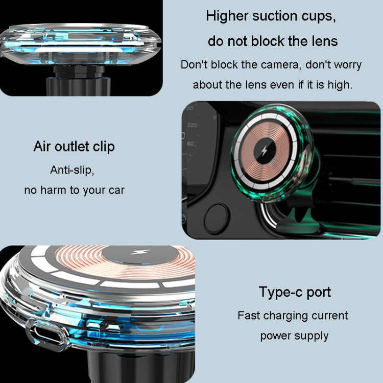 For iPhone Magsafe Magnetic Car Wireless Charger Phone Holder Light Emitting Wireless Charger, Style:  Pickup RGB Light - Wireless Charger Holders by buy2fix | Online Shopping UK | buy2fix