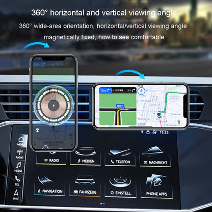 For iPhone Magsafe Magnetic Car Wireless Charger Phone Holder Light Emitting Wireless Charger, Style: Ice Blue Breathe Light by buy2fix