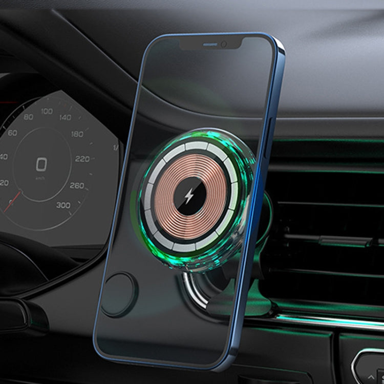 For iPhone Magsafe Magnetic Car Wireless Charger Phone Holder Light Emitting Wireless Charger, Style: Ice Blue Breathe Light by buy2fix
