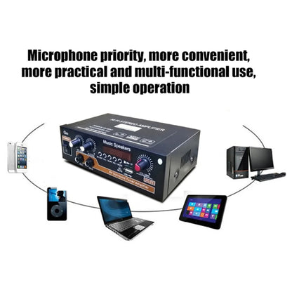 Bluetooth Built-in Recording Microphone USB Flash Drive Digital Dual-purpose Power Amplifier(EU Plug 220V) - Car Amplifiers by buy2fix | Online Shopping UK | buy2fix