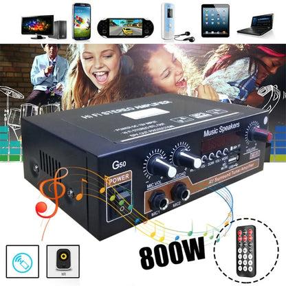 Bluetooth Built-in Recording Microphone USB Flash Drive Digital Dual-purpose Power Amplifier(EU Plug 220V) - Car Amplifiers by buy2fix | Online Shopping UK | buy2fix