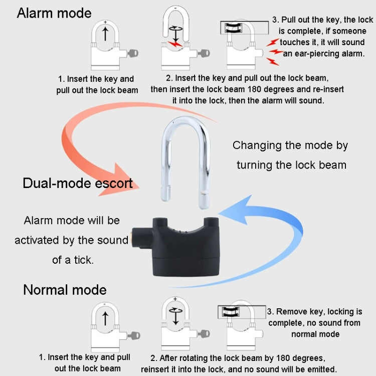 Long Beam Model Outdoor Door Anti-Theft Alarm Lock Waterproof Anti-Pick Motorcycle Bicycle Padlock - Theft Protection by buy2fix | Online Shopping UK | buy2fix