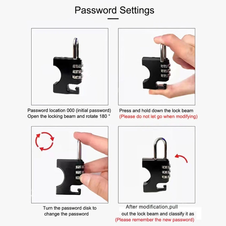 Motorcycle Helmet Anti-Theft Lock Fixed Helmet Combination Padlock, Color: Black - Theft Protection by buy2fix | Online Shopping UK | buy2fix