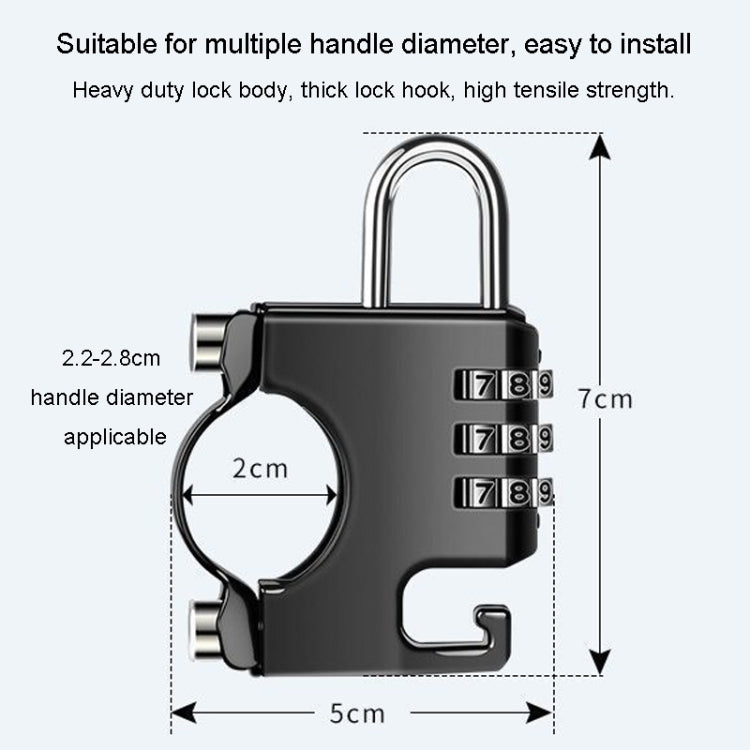 Motorcycle Helmet Anti-Theft Lock Fixed Helmet Combination Padlock, Color: Black - Theft Protection by buy2fix | Online Shopping UK | buy2fix