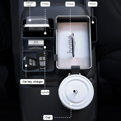 Automotive Cup Holder Tissue Organizer Car Armrest Box Storage Shelf(Black) by buy2fix