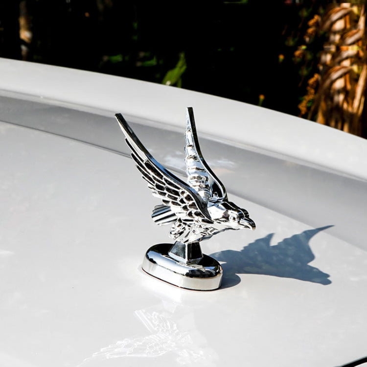 Car Hood Decoration 3D Spread Wings Flying Eagle Modification Universal Car Emblem(Silver) by buy2fix