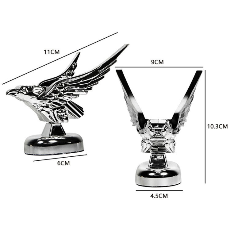 Car Hood Decoration 3D Spread Wings Flying Eagle Modification Universal Car Emblem(Silver) by buy2fix