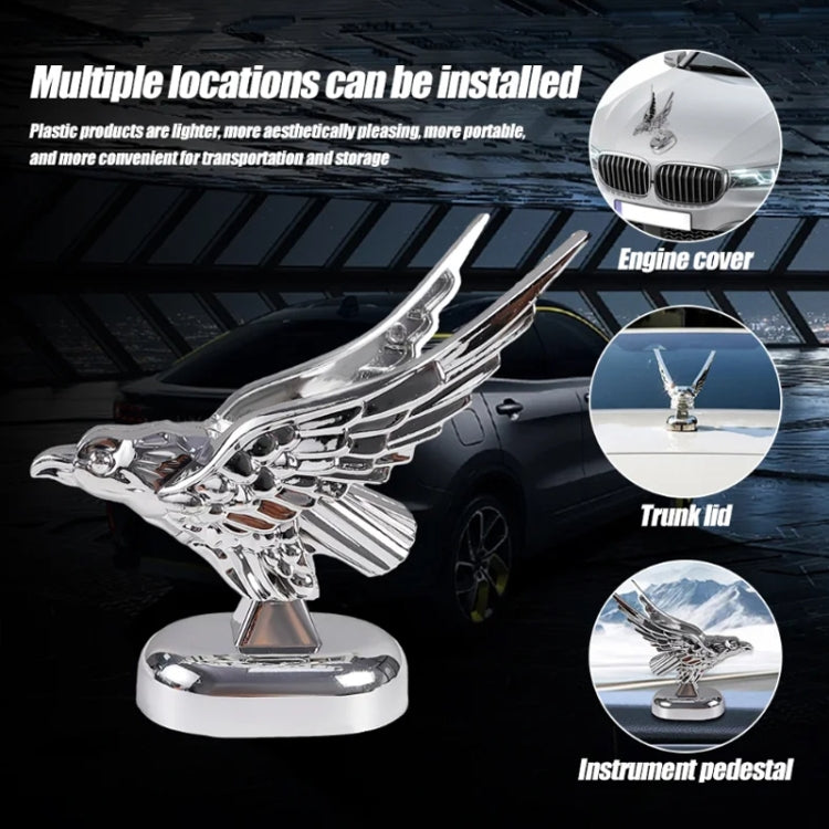 Car Hood Decoration 3D Spread Wings Flying Eagle Modification Universal Car Emblem(Silver) by buy2fix