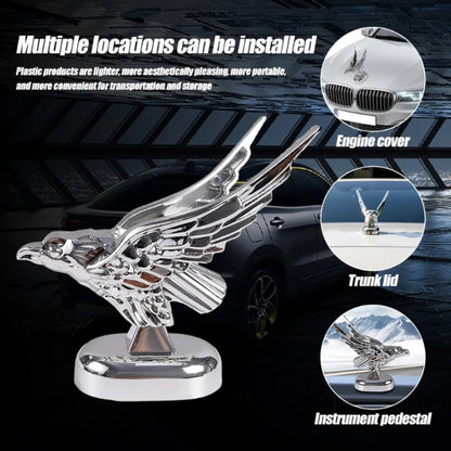 Car Hood Decoration 3D Spread Wings Flying Eagle Modification Universal Car Emblem(Silver) by buy2fix