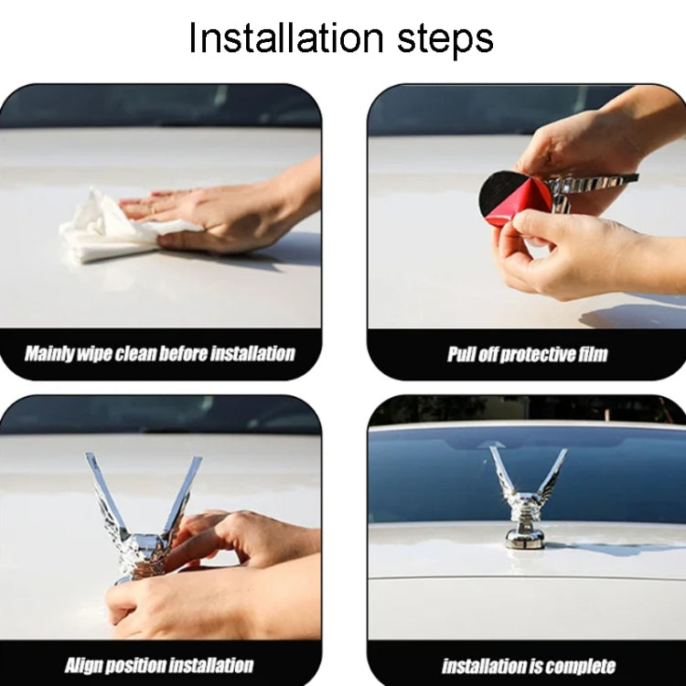 Car Hood Decoration 3D Spread Wings Flying Eagle Modification Universal Car Emblem(Silver) by buy2fix