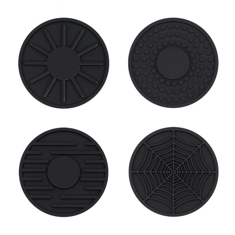 4pcs/set 6.8x0.3cm Car Anti-slip Silicone Water Coaster Storage Interior, Color: Black by buy2fix