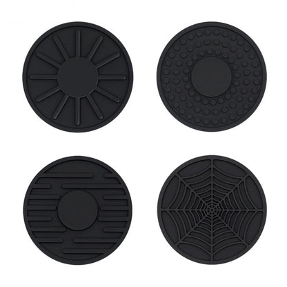 4pcs/set 6.8x0.3cm Car Anti-slip Silicone Water Coaster Storage Interior, Color: Black by buy2fix