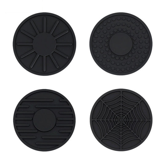 4pcs/set 6.8x0.3cm Car Anti-slip Silicone Water Coaster Storage Interior, Color: Black by buy2fix