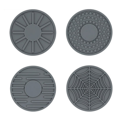 4pcs/set 6.8x0.3cm Car Anti-slip Silicone Water Coaster Storage Interior, Color: Gray by buy2fix