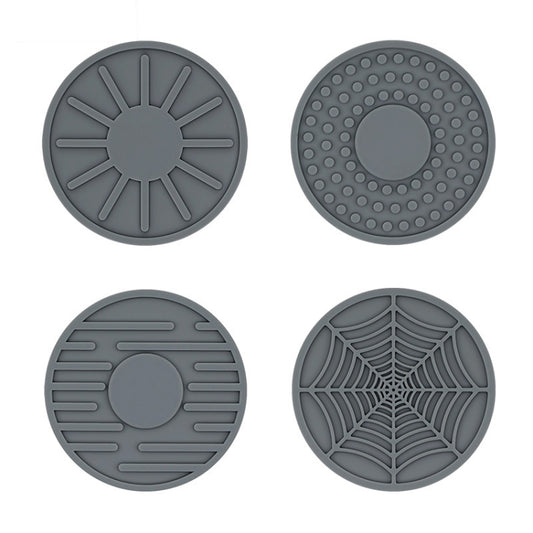 4pcs/set 6.8x0.3cm Car Anti-slip Silicone Water Coaster Storage Interior, Color: Gray by buy2fix