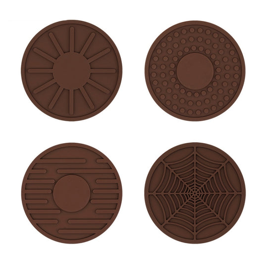 4pcs/set 6.8x0.3cm Car Anti-slip Silicone Water Coaster Storage Interior, Color: Brown by buy2fix