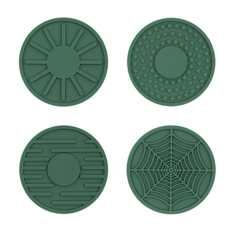4pcs/set 6.8x0.3cm Car Anti-slip Silicone Water Coaster Storage Interior, Color: Green by buy2fix