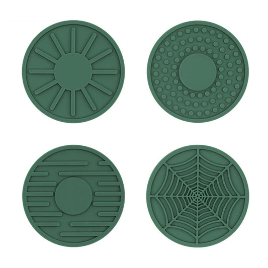 4pcs/set 6.8x0.3cm Car Anti-slip Silicone Water Coaster Storage Interior, Color: Green by buy2fix