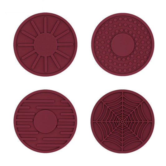 4pcs/set 6.8x0.3cm Car Anti-slip Silicone Water Coaster Storage Interior, Color: Wine Red by buy2fix