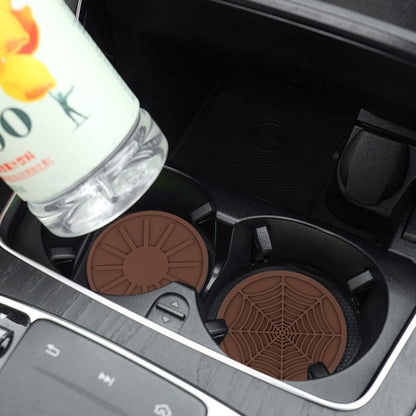 4pcs/set 6.8x0.3cm Car Anti-slip Silicone Water Coaster Storage Interior, Color: Brown by buy2fix