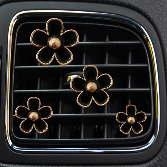 4pcs/set Small Chrysanthemum Perfume Alloy Jewelry Car Air Outlet Decoration Clip, Color: Black by buy2fix