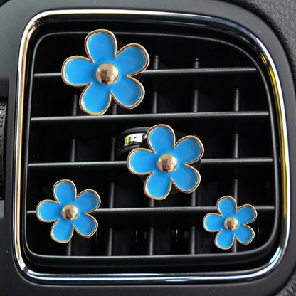 4pcs/set Small Chrysanthemum Perfume Alloy Jewelry Car Air Outlet Decoration Clip, Color: Blue by buy2fix