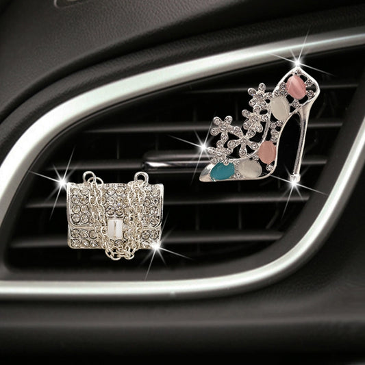 2pcs/Set Car Air Outlet Diamond-Encrusted Decoration Aromatherapy Clip, Color: Bag+Color High Heels by buy2fix