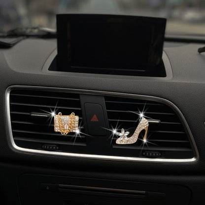 2pcs/Set Car Air Outlet Diamond-Encrusted Decoration Aromatherapy Clip, Color: Bag+ Crown by buy2fix