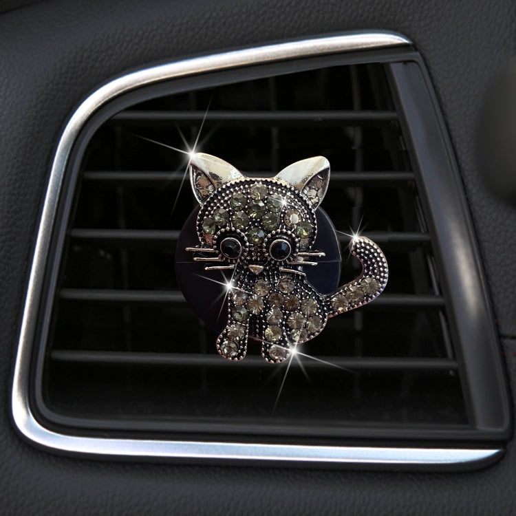 Retro Cute Kitten Car Air Vent Aromatherapy Ornaments(Grey) by buy2fix