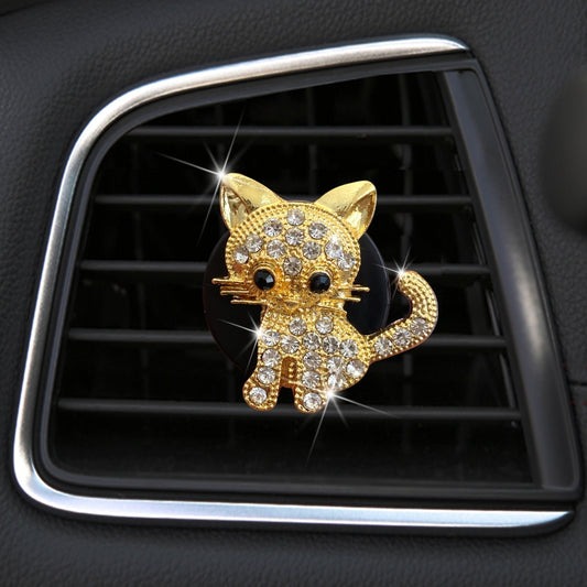 Retro Cute Kitten Car Air Vent Aromatherapy Ornaments(Gold) by buy2fix