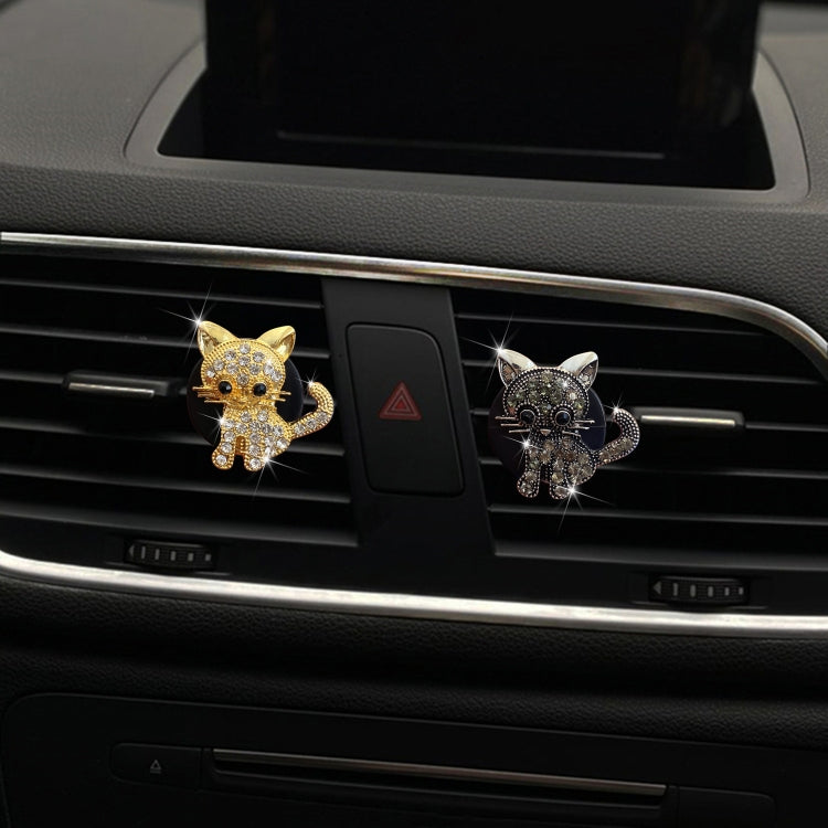 Retro Cute Kitten Car Air Vent Aromatherapy Ornaments(Gold) by buy2fix
