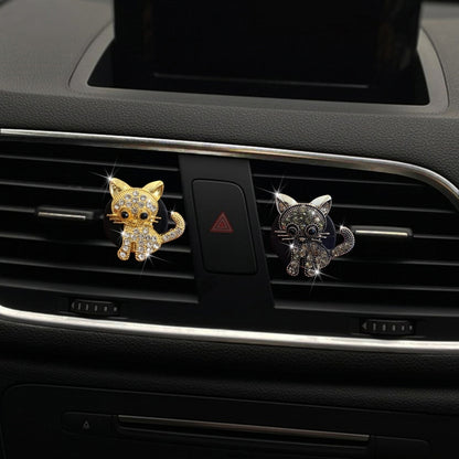 Retro Cute Kitten Car Air Vent Aromatherapy Ornaments(Grey) by buy2fix