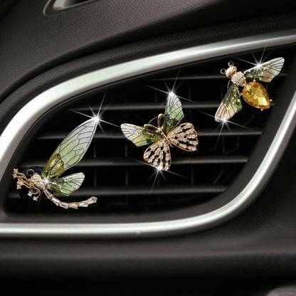 3pcs/set Metal Butterfly Dragonfly Bee Car Air Vent Aromatherapy Decorative Clip(Green) - Air Freshener by buy2fix | Online Shopping UK | buy2fix