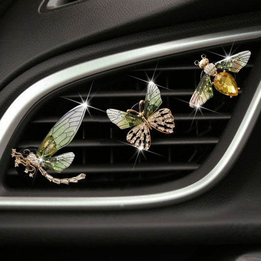 3pcs/set Metal Butterfly Dragonfly Bee Car Air Vent Aromatherapy Decorative Clip(Green) - Air Freshener by buy2fix | Online Shopping UK | buy2fix