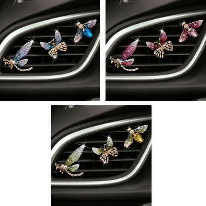 3pcs/set Metal Butterfly Dragonfly Bee Car Air Vent Aromatherapy Decorative Clip(Blue) - Air Freshener by buy2fix | Online Shopping UK | buy2fix