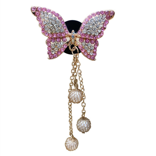 Butterfly Tassel Pearl Diamond Car Air Vent Aromatherapy Clip(Purple) by buy2fix